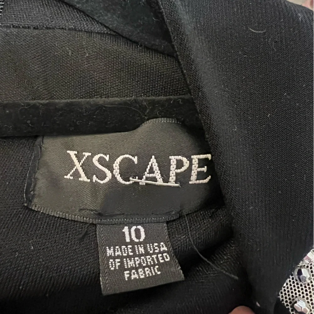 Xscape Black Dress with sheer studded contour detailing size 10